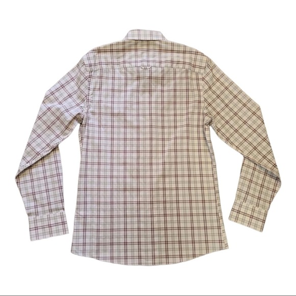 NORDSTROM Tech Smart Trim Fit Button Down Brown Plaid Shirt Size S - Picture 2 of 4